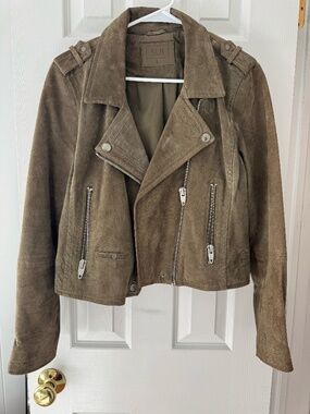 SL8 Faux Suede Moto Jacket, Taupe Brown, Size L